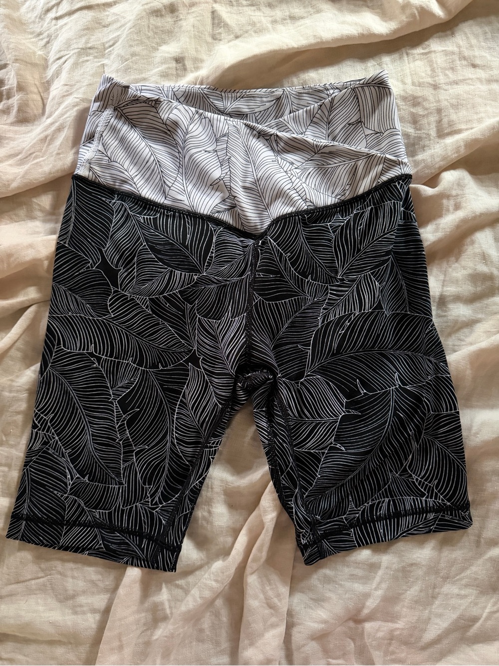 Victoria’s Secret High-Waist Black Leaf-Print Bike Shorts
